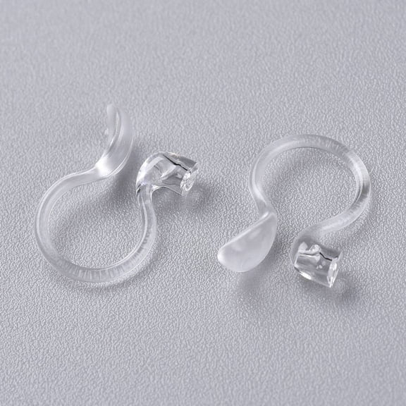 200 pc Plastic Clip-on Earring Converters Findings for Non-Pierced Ears Clear 12x8x4mm Hole: 0.8mm