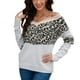 thumbnail image 1 of Suéter de punto con cuello en V y estampado de leopardo, manga larga, suéter informal de moda para mujer, 1 of 8