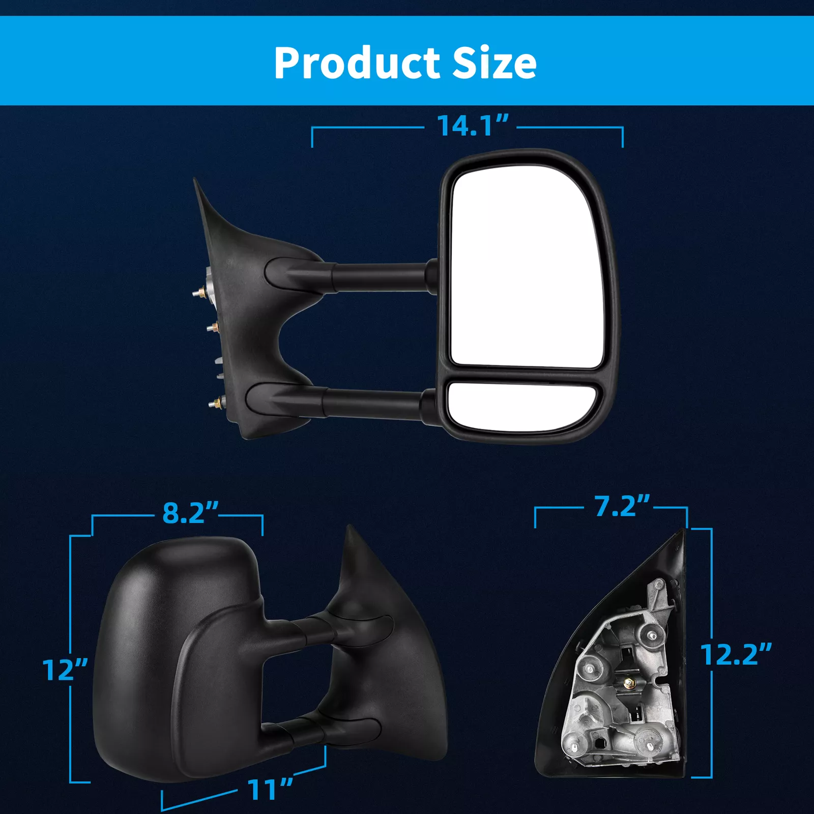 Ledkingdomus 2pc Tow Mirrors for 1999-2016 Ford F250 F350 F450 F550 Super Duty Manual Folding