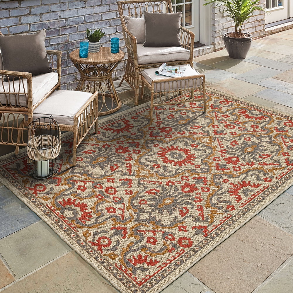 Mohawk Home Ravello Outdoor Area Rug, Rust, 4' x 5' 6"
