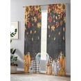 thumbnail image 4 of Fall Sheer Curtains 96 inches Long, Pumpkin Thanksgiving Sunflower Maple Leaf Blackboard Light Filtering Sheer Window Curtains Rod Pocket Voile Drapes for Bedroom Living Room, 52"W x 96"L 2 Panels, 4 of 7
