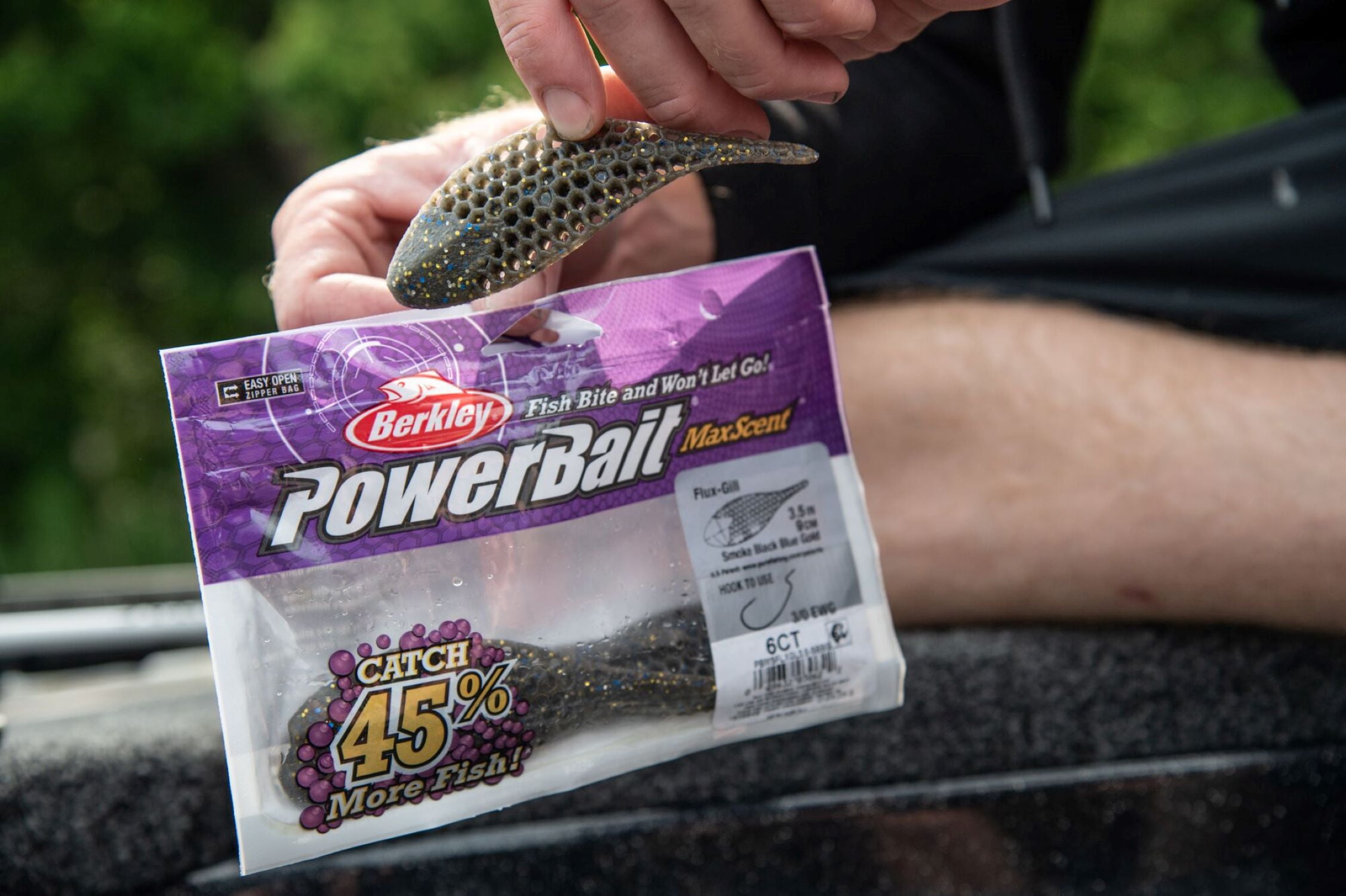 Berkley PowerBait® MaxScent Flux-Gill Fishing Soft Bait, 3.5 in, Dark Gill (6-Count)