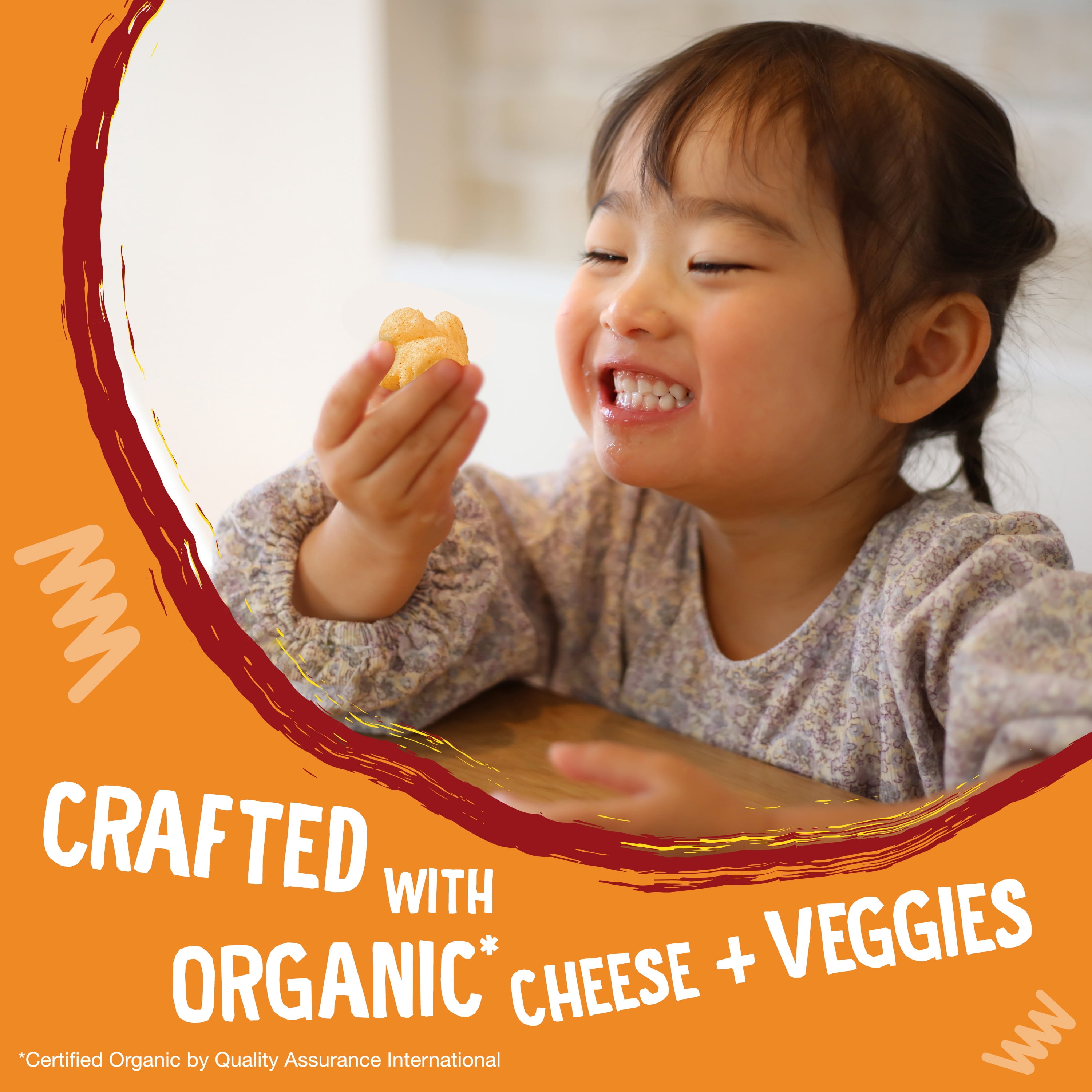 (6 pack) EARTH'S BEST Veggie Puffs Cheddar2.5 OZ