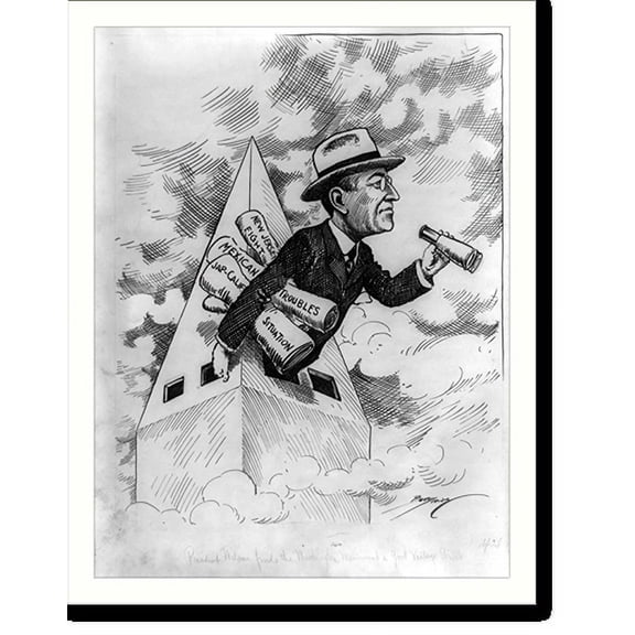 Historic Print, President Wilson finds the Washington Monument a good vantage point, 16" x 20"