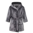 thumbnail image 1 of WUANDIXFA Garçons Filles Robe Peignoir à Capuche Garçons Filles Mode Peignoir Flanelle Douce Peignoir à Capuche Tissu Coton Peignoir Gris Foncé,9-10 Ans, 1 of 5