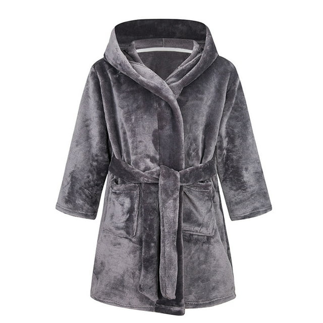 Splozh Kids Bathrobe Boys Girls Fashion Bathrobe Soft Robe Hooded Robe Cloth Cotton Bathrobe Dark Gray,4-5 Years
