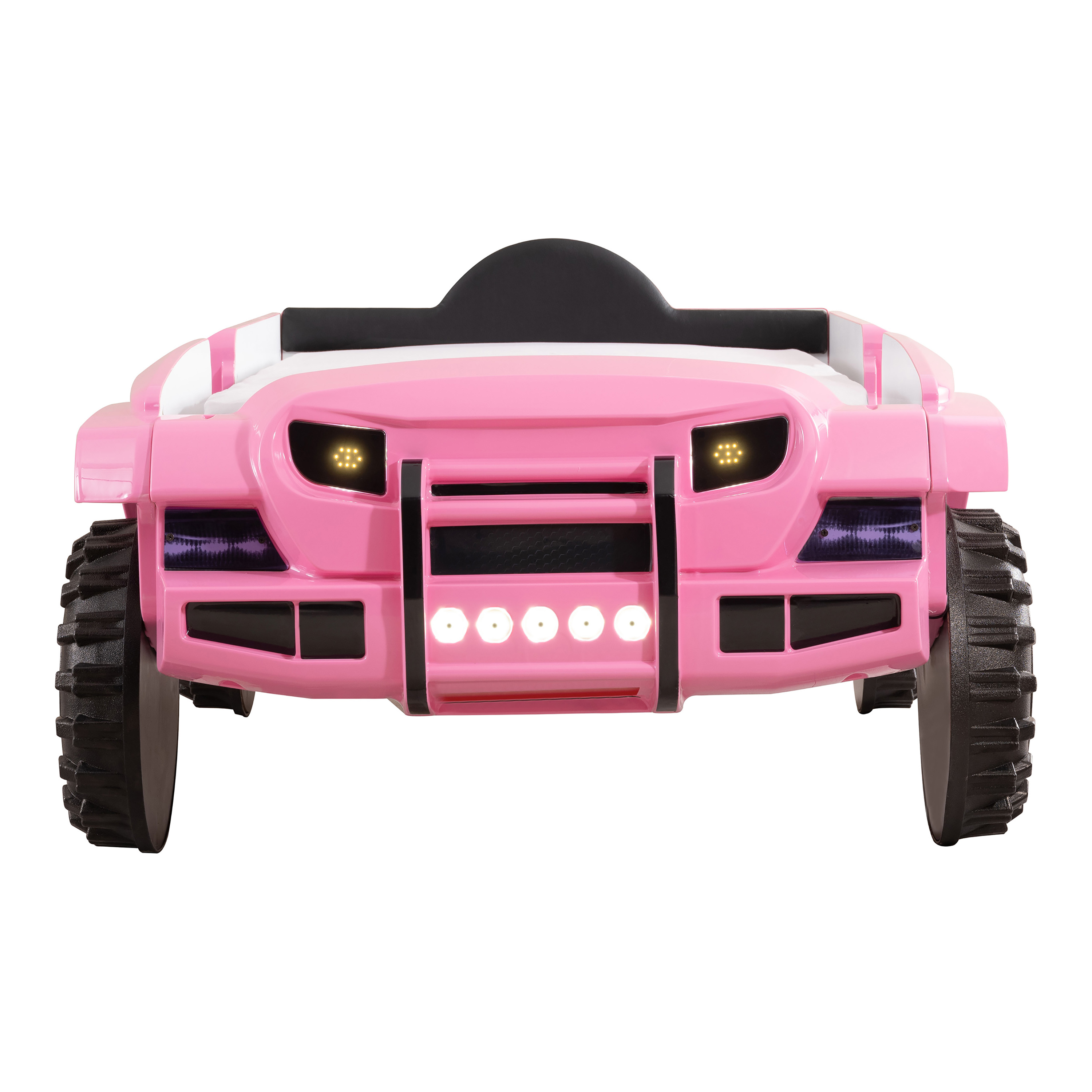Furniture of America Terra Kids Plastic Twin Off-road SUV Bed with LED and Sound, Pink