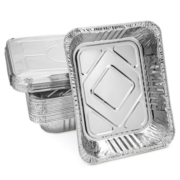 20 Pack Half Size Aluminum Pans with Lids, 9x13 Tin Food Storage Trays for Baking, Catering, Table, Food