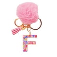 thumbnail image 3 of Honeeladyy Resin Alphabet Initial Letter Keychain Keyring for Women Purse Handbags with Faux Fur Ball Pom and Tassel, Christmas Birthday Holiday New Year Party Gifts（F）, 3 of 5