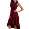 thumbnail image 3 of Women'S Summer Sleeveless Ruched Waist Flowy A Line High Low Midi Cocktail Dress Wine Red L, 3 of 6