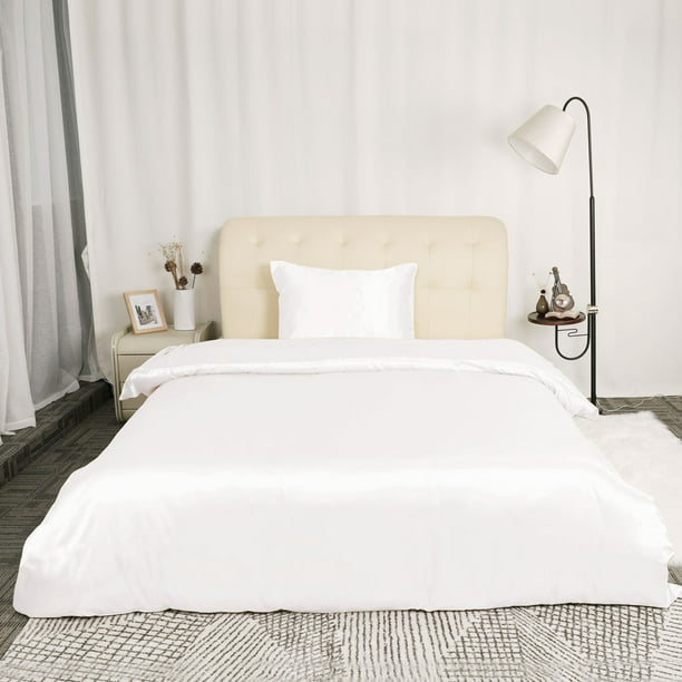 Satin Silk Comforter Duvet Cover, White Twin Bed Duvet Cover