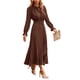 thumbnail image 1 of Vestido PRETTYGARDEN de lunares suizos, manga larga, escote en V, midi, talla pequeña, 1 of 8