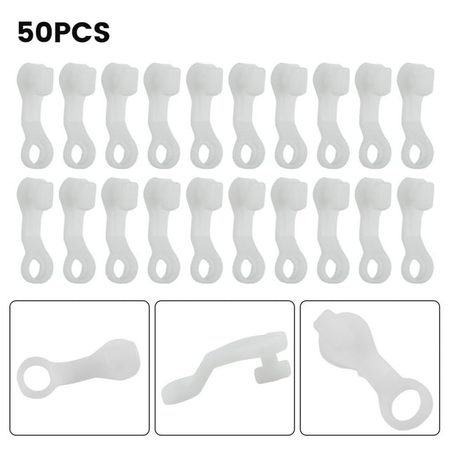 Lefu 50 Pcs/Pack Crochets de Rideau Chemins de Table Blancs Rail Rails Glisseurs Crochets