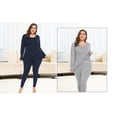 thumbnail image 3 of ambiance Women's Plus Size Pijamas Sets Jersey Cotton 2 PCS TOP & Bottom Pajamas Set, 3 of 5