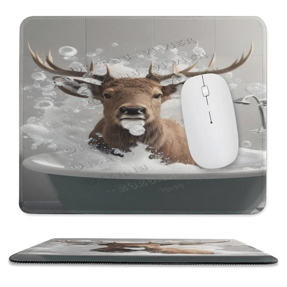 Funny Moose Mouse Pad, Small Mouse Pads for Desk, Mini Travel Mousepad for Work Wireless Computer Laptop, Office Desk Accessories, Stitched Edge 10"x12"