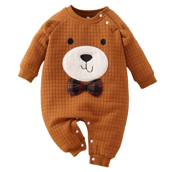 Zanarzt Baby Clothes for Girls Newborn Baby Boy Girl Spring Clothes Jumpsuits Ruffle Long Sleeve Outfit Infant Cute Romper Brown,6-12 Months