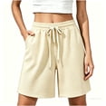 thumbnail image 5 of Feancey Womens Lounge Pajama Shorts Waffle Knit Loose Wide Leg Shorts Drawstring Elastic Waist Sleep Short Pants Summer Shorts Beige 3XL, 5 of 7