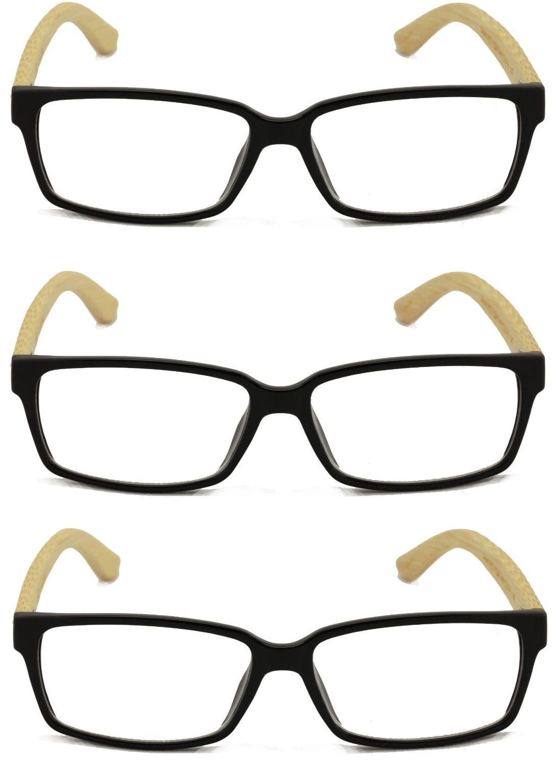 3 Pairs Geniune Bamboo Wood Reading Glasses Readers Unisex 1.50