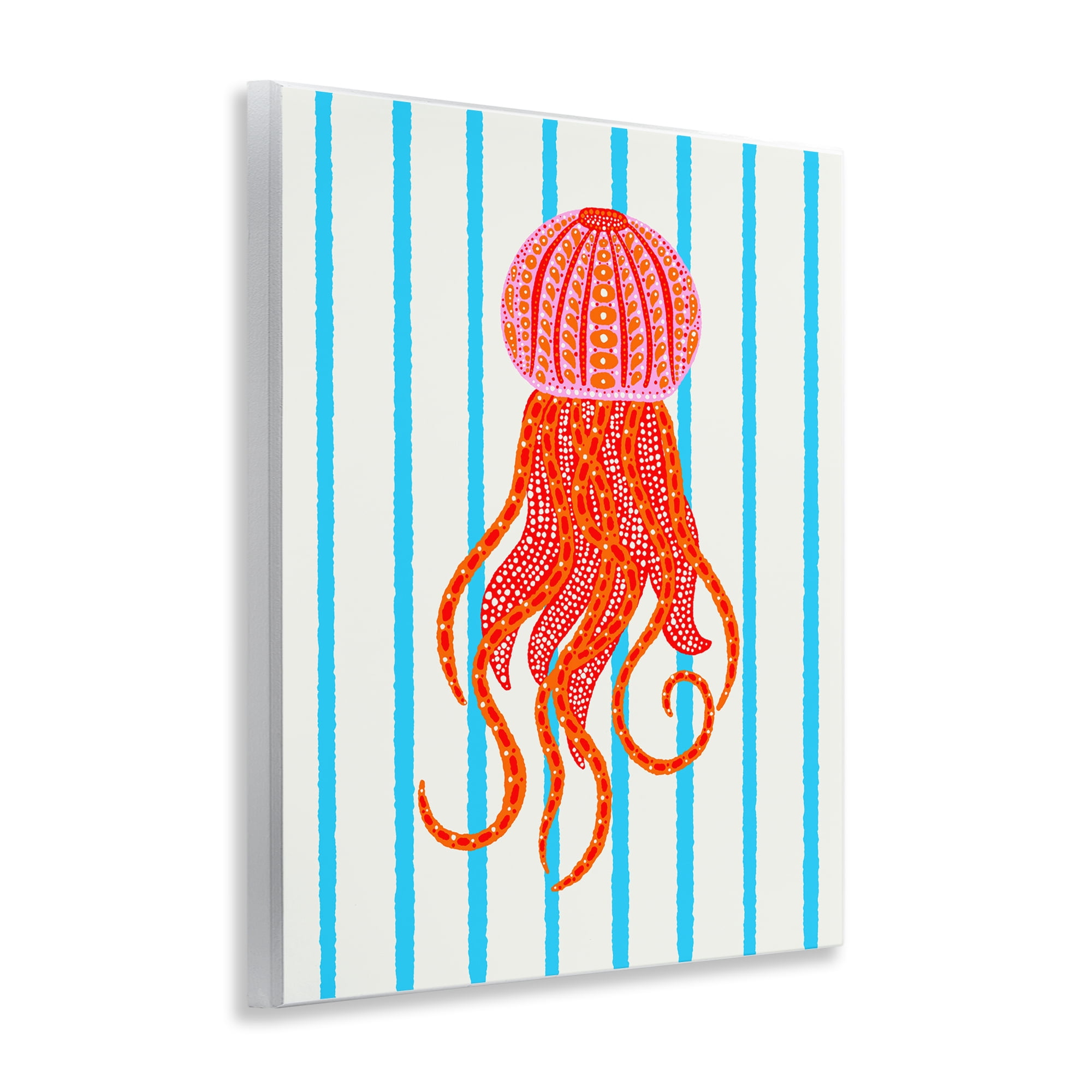 Stupell Industries Bright Aquatic Jellyfish on Stripes Wall Plaque Art, design by Indira Prieto | IndySign