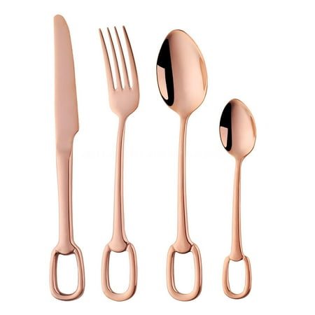 

4 Piece Stainless Steel Cutlery Set Kitchen Utensils Safe Color Silverware Set Including Knife/Fork/Spoon Home Kitchen Utensils.Rose gold