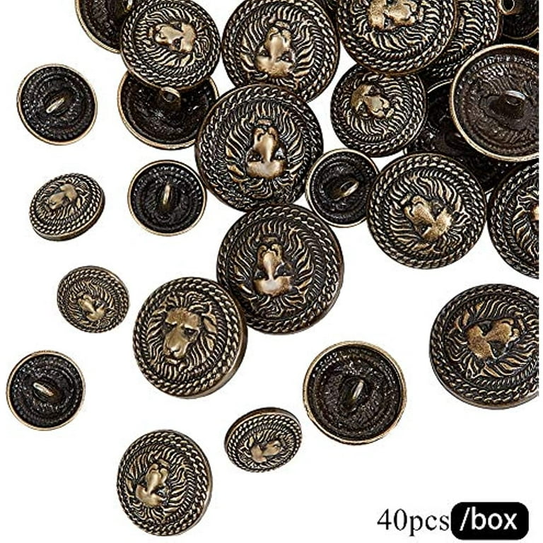 40pcs Metal Blazer Button Set Lion Crest Vintage 15mm 20mm 23mm 25mm Shank  Buttons for Blazer Suits Coat Uniform and Jacket 