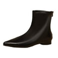 thumbnail image 6 of Chelsea Boots Women Trendy Stitching Leather Pointed Toe Low Heel Back Zipper Winter Fall Dress Ankle Booties Black Size 9, 6 of 6