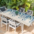 thumbnail image 2 of Spring Blue Floral Table Cloths for 8 Foot Rectangle Tables, Farmhouse Weeping Floral Leaves Burlap Patio Waterproof Elastic Fitted Tablecloths, Washable Rectangular Table Cover for Camping, 2 of 8