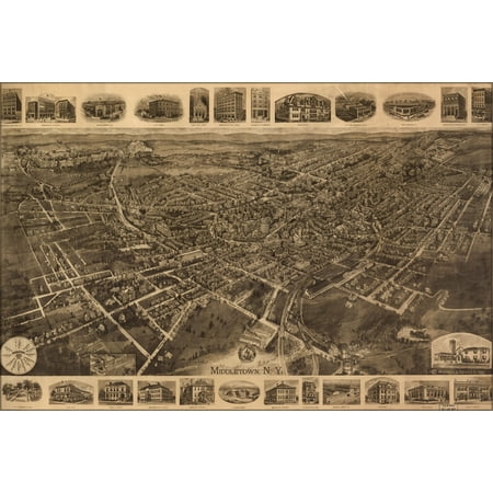 24"x36" Gallery Poster, map of Middletown, New york 1921