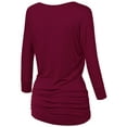thumbnail image 2 of Made by Johnny Women's V-Neck 3/4 Sleeve Dolman Top with Side Shirring M WINE, 2 of 6