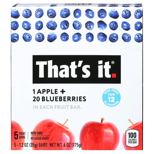 That's it. 100 Natural GlutenFree Soft & Chewy Apple + Blueberry
