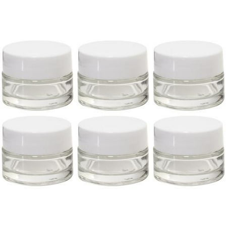 - Clear Glass 0.25 oz Thick Wall Balm Jars with White Foam Lined Smooth Lids (6 pack)