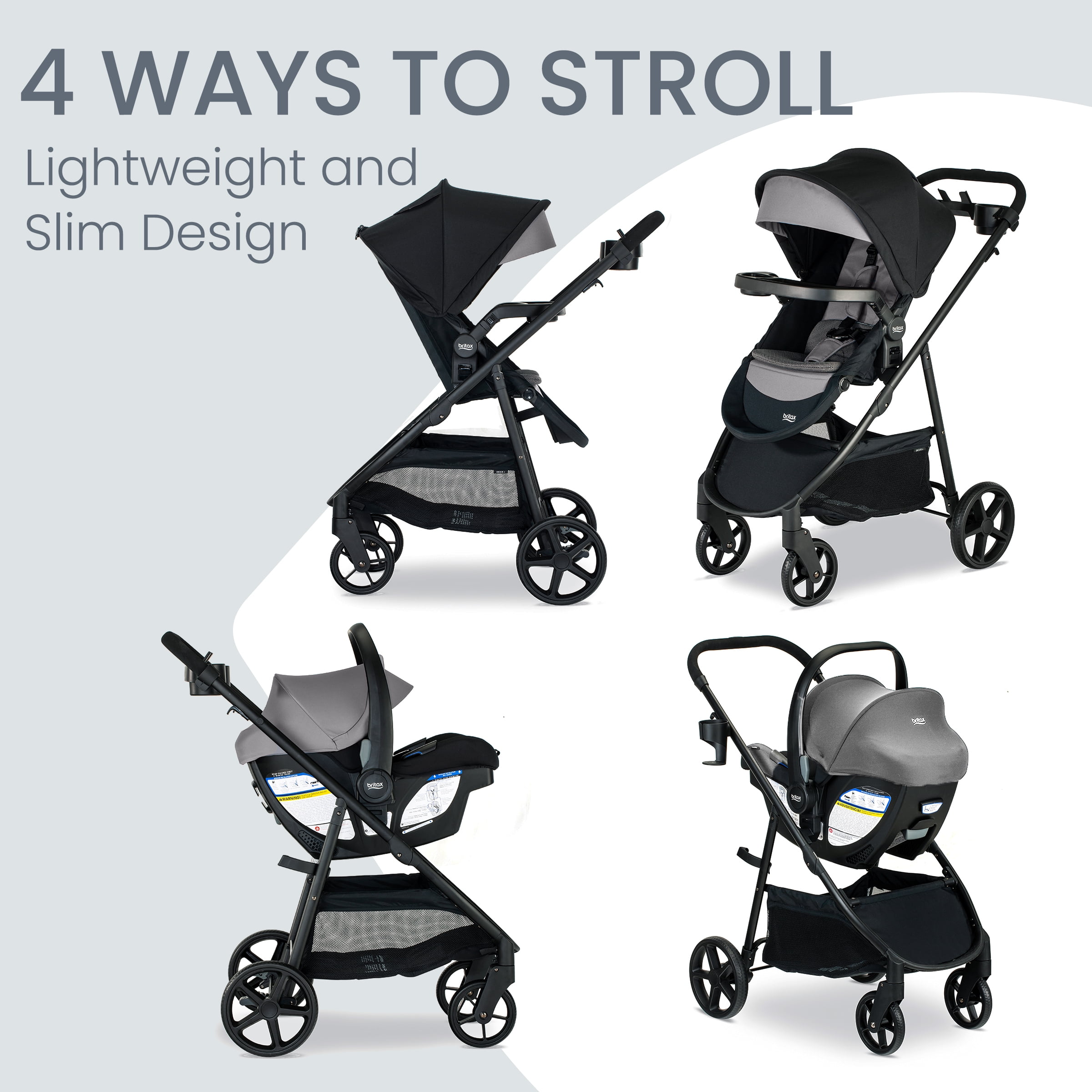 Britax Willow Brook S+ Baby Travel System, Infant Car Seat and Stroller Combo, Graphite Onyx