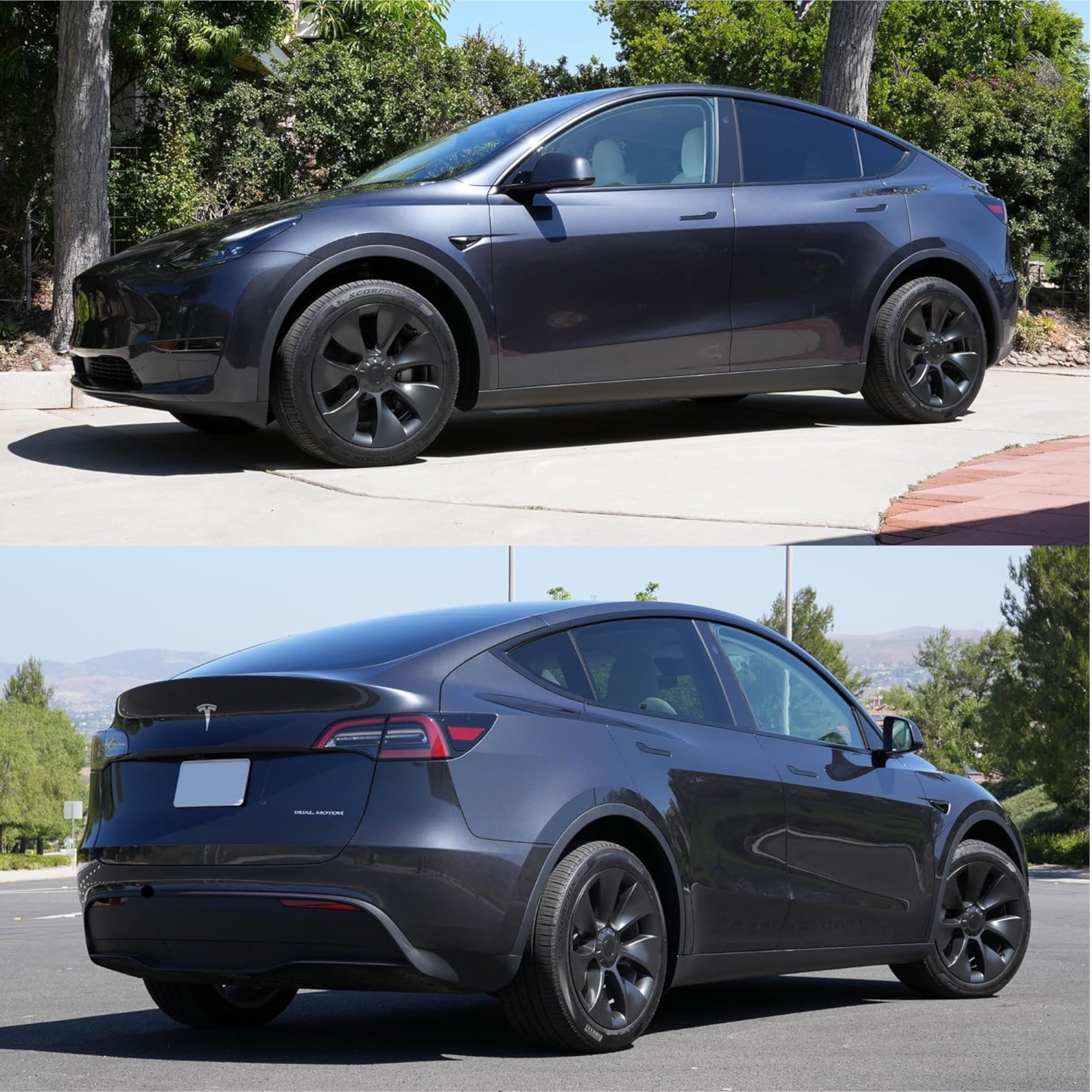 Mayde 19-Inch Hub Caps fits 2020-2024 Tesla Model Y, Replacement Wheel Covers (Set of 4) - Revolve, Gunmetal Gray