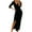 Black, variant on Frostluinai Fall Dresses For Women 2022 Homecoming Dresses Women Sexy Casual V-Neck Long Sleeve Solid Color High Split Sheath Ankle-Length Dress