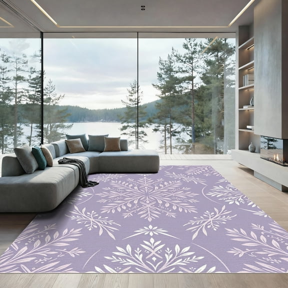 ODIKA 4'x6' Machine Washable Non-Slip Area Rug, Traditional Lavender High Traffic Rug, Purple, 1277544