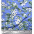 thumbnail image 1 of Soimoi Blue Cotton Duck Fabric Monstera Leaves Print Fabric by Yard 56 Inch Wide, 1 of 1