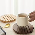 thumbnail image 2 of Kitchen wooden cartoon insulation mat dining table mat non-slip pot mat creative cute tea cup bowl mat coasterBeech 1piece, 2 of 3