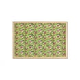 thumbnail image 1 of Floral Wall Art with Frame, Illustration of Intertwined Colorful Spring Flowers Butterflies Pattern, Printed Fabric Poster for Bathroom Living Room, 35" x 23", Lime Green Multicolor, by Ambesonne, 1 of 2