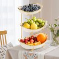 thumbnail image 6 of Deeceymbur 3 Tier Fruit Bowl for Kitchen Counter Fruit Metal Stand with 3 Ceramic Serving Bowls Fruit Basket for Fruit Vegetable Storage Snack Nuts Cake Dessert, 6 of 6