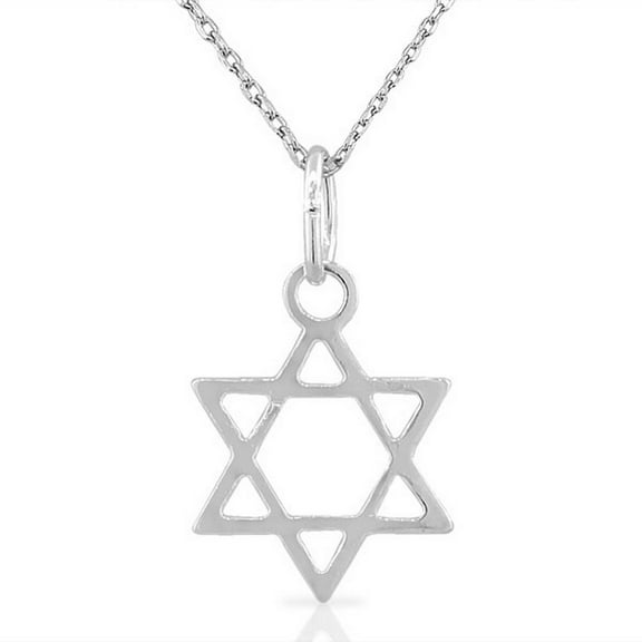 925 Sterling Silver  Polished Classic Small Jewish Star of David Unisex Pendant Necklace