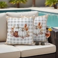 thumbnail image 4 of Grey Fall Outdoor Waterproof Pillow Covers, Thanksgiving Maple Leaf Harvest Botanical Plaid Decorative Square Throw Pillowcase Sofa Cushion Sham for Patio/Couch/Chair, 24"x24" 2 Pack, 4 of 8