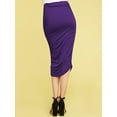 thumbnail image 3 of Made by Johnny Women's Slim fit Bodycon Party Club Night Out Elegant Ruched High Waist Long Pencil Skirt with Side Shirring S DARK_PURPLE, 3 of 6