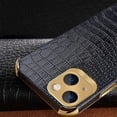 thumbnail image 3 of Compatible with iPhone 15 Plus Crocodile Grain PU Leather Coated TPU Protective Case 6D Electroplating Phone Case, 3 of 3