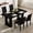 Black Table+4 Black Chairs(Style 4), variant on ExtraLco Dining Table Set for 6, Black Wood Grain Table with 6 PU Chairs for Kitchen Dining Room