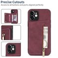 thumbnail image 4 of Feishell Back Flip Case for Apple iPhone 12 mini,Premium PU Leather Wallet Cover with ID Credit Card Holder & Zipper Pocket Magnetic Metal Button Kickstand Shockproof Phone Case,Winered, 4 of 6