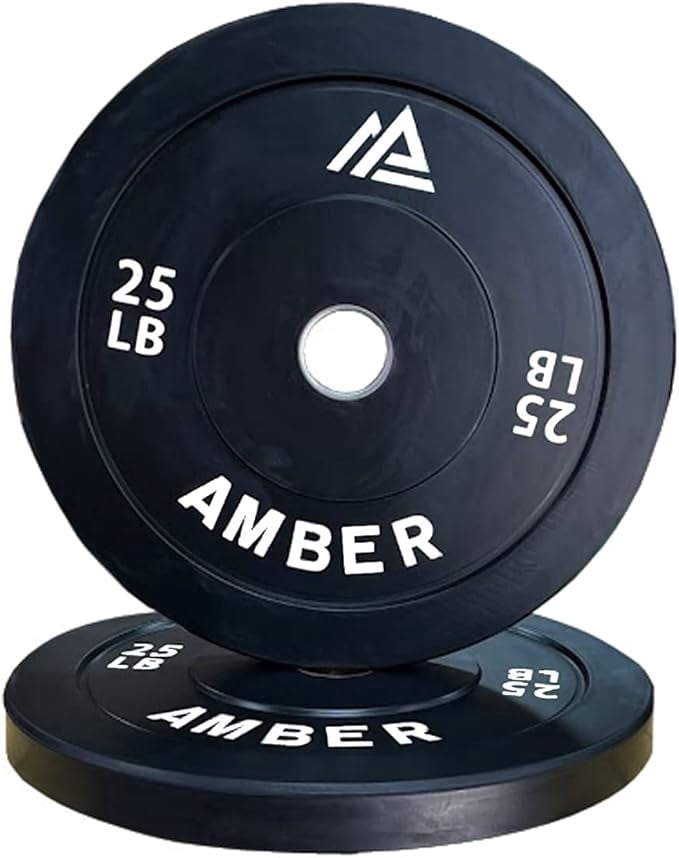 Bumper Plates: 2-Inch Stainless Steel Hub, Durable Rubber Weight Plates - Perfect for Cross-Training, Weightlifting, and Gym Fitness - 25lb Pair