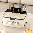 thumbnail image 4 of Tissue Box Organizer with Storage Black Plastic Remote Control Holder for Living Room, 4 of 7