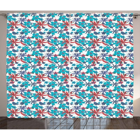 Birds Curtains 2 Panels Set Illustration Of A Summer Garden With