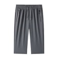 thumbnail image 2 of Garbnen Men Capri Pants Quick Dry Ice Silk Straight Leg Men's Running Pants Lightweight Elastic Waist Baggy Stretch Training Athletic Men's Trousers with Zipper Pockets, 2 of 4
