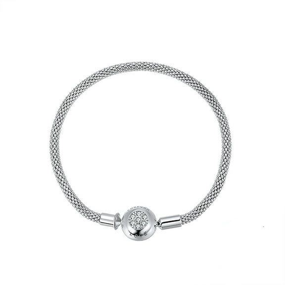 Snake Chain Charm Bracelet Sterling Silver Cz Love Clasp Ginger Lyne Collection